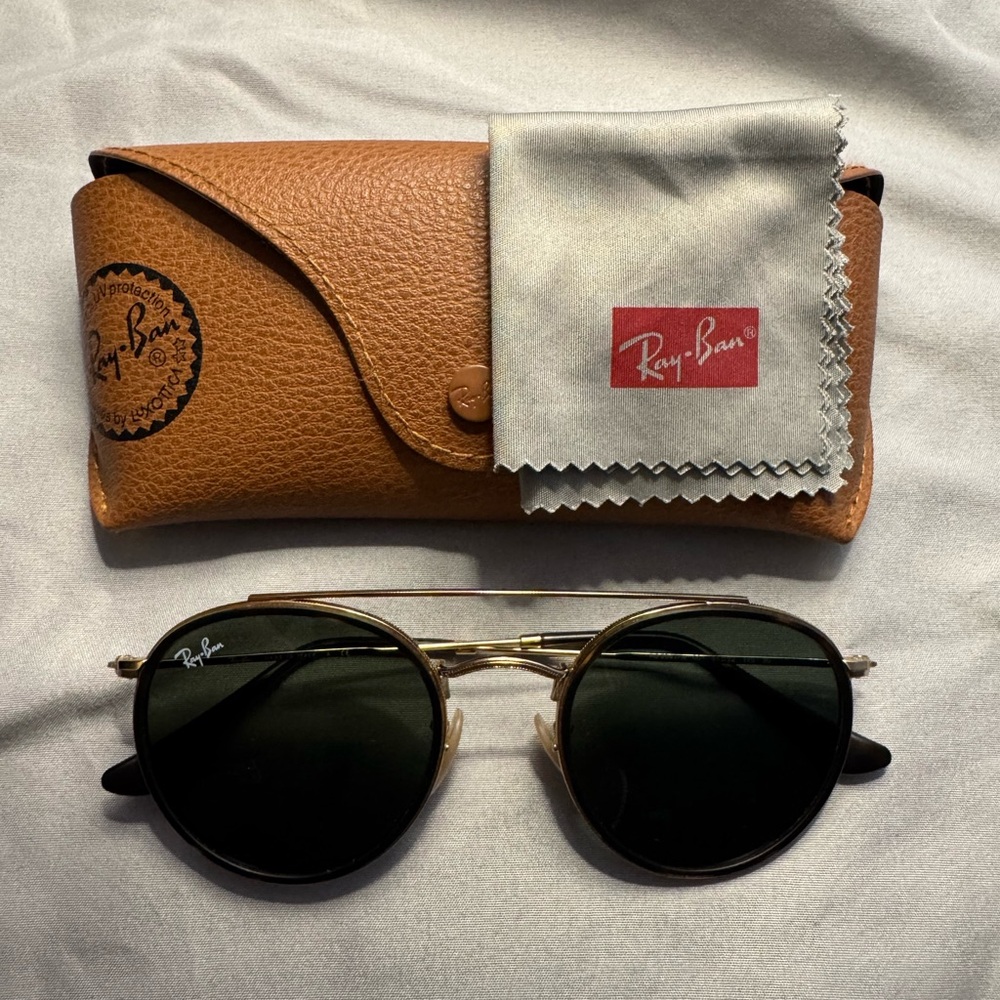 Ray-Ban RB3647-N Round Sunglasses – Gold & Tortoise Shell